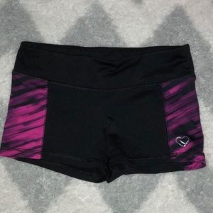 Pink and black workout shorts